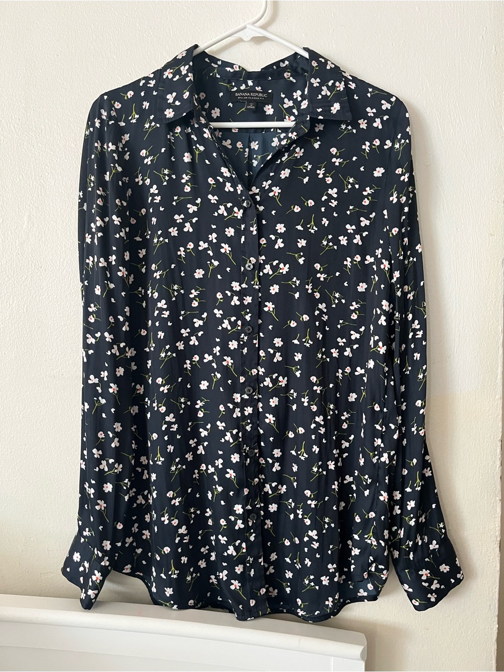 Banana Republic Navy Floral Button-Down Shirt